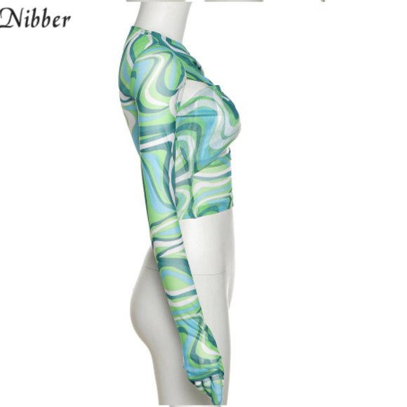 Blue Long Sleeve Gloved Crop Top 💙 - Picture 6 of 7